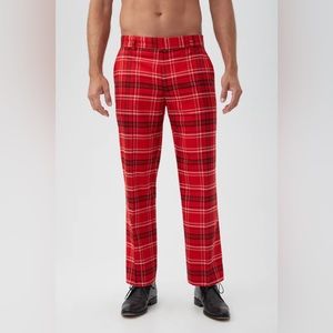 MR TURK - Men’s Red Plaid Pants, Men’s Size 33